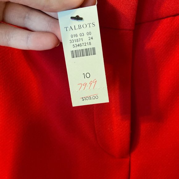Brand New Red Talbots Slacks Size 10 - Picture 2 of 3
